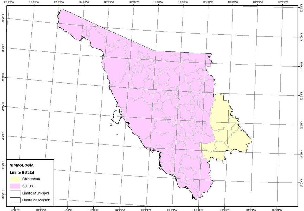 Figura 1-5 Estados y municipios de la Región