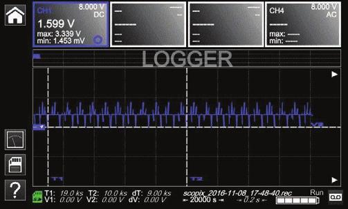 000 puntos de dos o cuatro canales, los OX 9000 llevan a cabo las siguientes medidas: amplitud (tensión y corriente continuas o alternas, potencia, temperatura, etc.