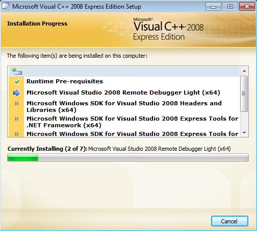 Figure 1: Instalación de Microsoft Visual Studio 2008 Express Edition Visual Studio es únicamente la interfaz de