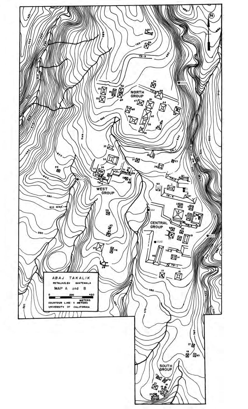 Mapa 4 Mapa del Topográfico del sitio Arqueológico de Tak alik Ab aj, El Asintal,