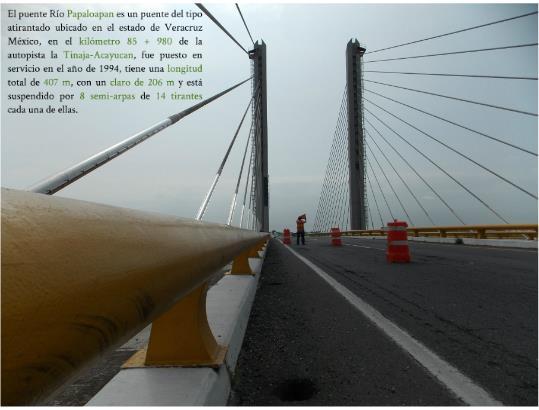 El puente Río Papaloapan es un puente del tipo atirantado ubicado en el estado de Veracruz, en el kilómetro 85+980 de la autopista La Tinaja.