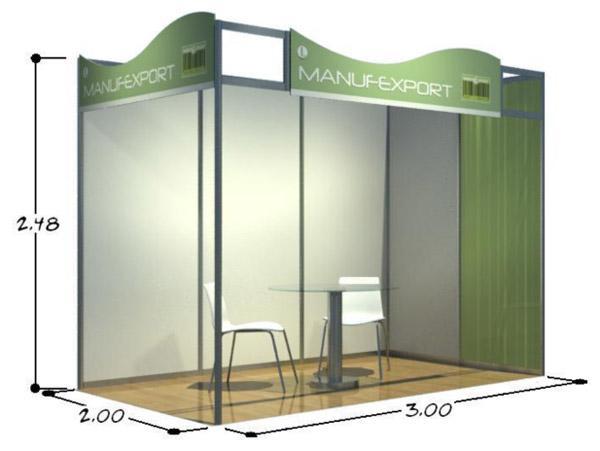 PARTICIPE EN MANUFEXPORT Stand de 2x3 mts. Incluye: 2 sillas, 1 mesa, cenefa Con el nombre de su empresa.