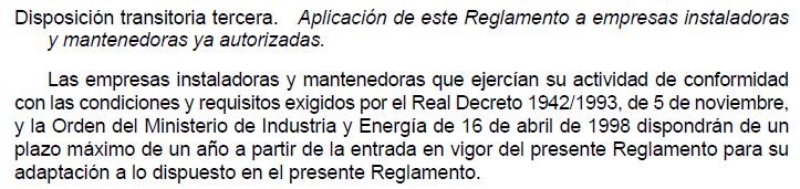 R.D. 1942/1993 EMPRESAS INSTALADORAS Requisitos 2/2 REQUITO R.D. 513/2017 Alumbrado de emergencia según REBT.