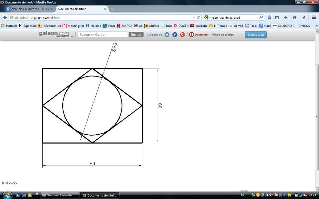 Ejercicio 2 Ahora vamos a usar además de las rectas los círculos. Para ello: 1. Primero harás el rectángulo exterior. 2. Usando la función de Forzar Punto Medio, harás el rombo interior. 3.