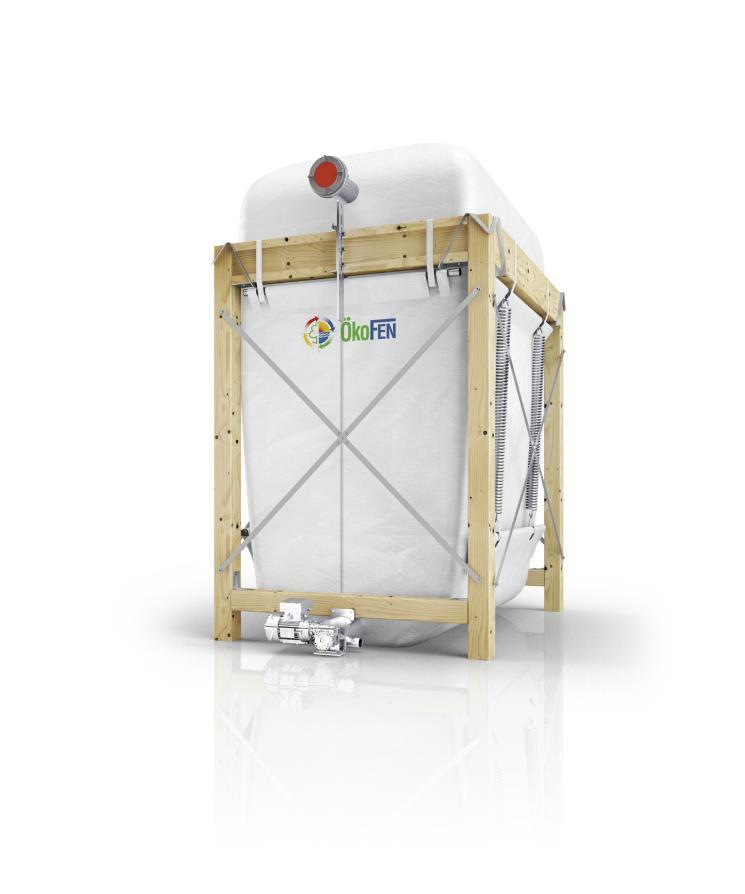 2.3 Descrición do sistema de almacenamento de biomasa A caldeira sinalada alimentase dun silo téxtil prefabricado de capacidade total de 7000 kg,.