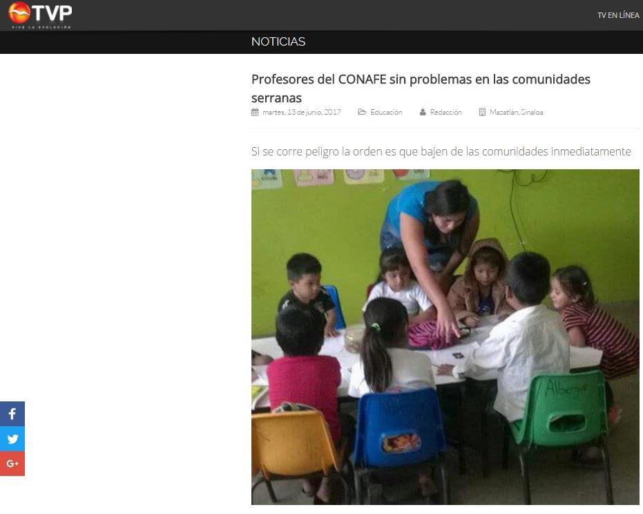 Profesores del CONAFE sin problemas en las comunidades serranas SINALOA (13/ jun/2017).