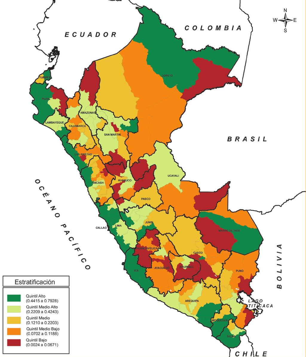 Perú: Índice de densidad del Estado provincial 1993 Porcentaje de viviendas con agua y desagüe a la vez IDH RANK POB. % POB.