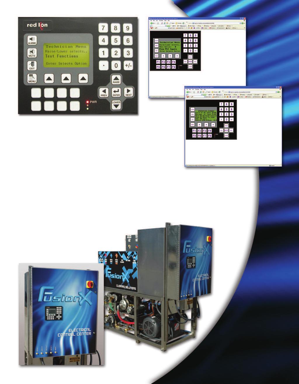 Panel de Control para el Operador FusionX está equipado con un Panel de Interconexión del Operador montado en el Centro de Control Eléctrico de la máquina, lo que permite al operador un control total.