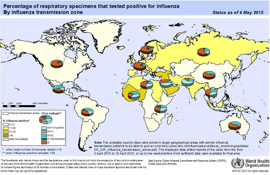 Influenza global update / Actualización de influenza a nivel global In Europe, influenza activity continued to decline in most countries with influenza B predominated.