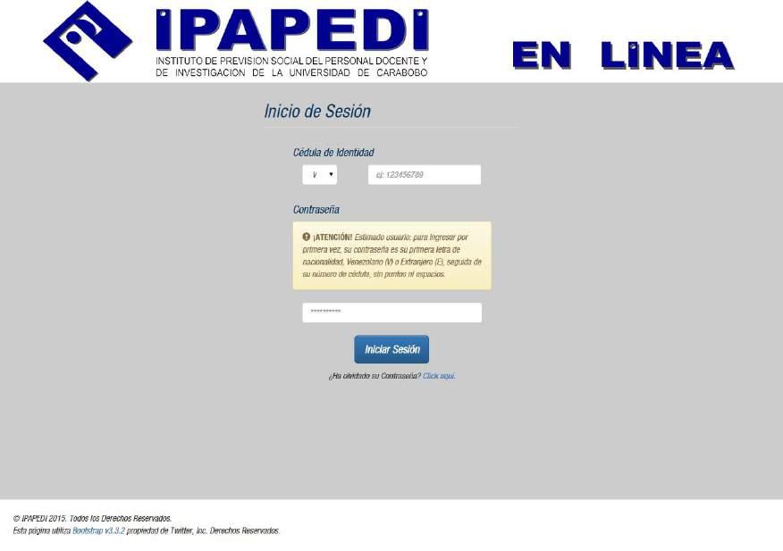 Inicio de sesión (1) (2) (4) (5) (3) Ingrese a enlinea.ipapedi.com desde el navegador de su preferencia e introduzca sus datos de inicio de sesión en el formulario que aparece a continuación.