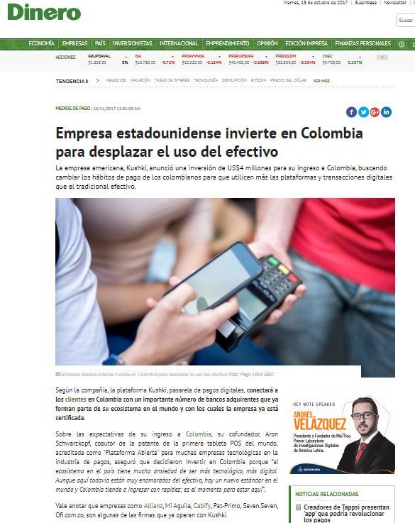 NOTICIA: Empresa estadounidense invierte en Colombia para desplazar