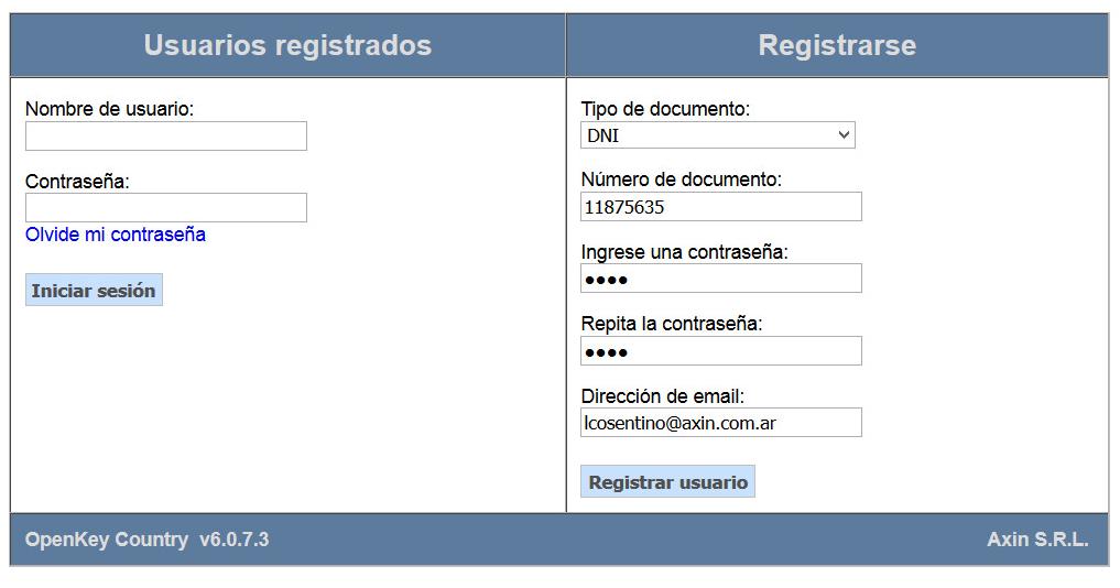 Si es la primera vez que accede, debe identificarse frente al Openkey para crear su usuario, para ello coloque el número de documento