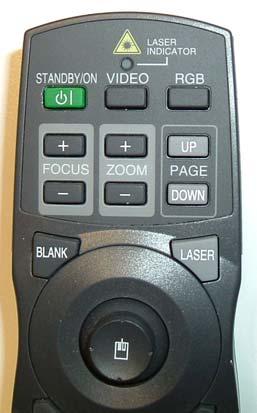 Pulsar el botón verde del mando a distancia del proyector, apuntando hacia él.