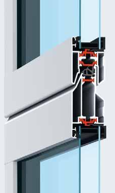 En combinación con acristalamientos dobles climáticos y el ThermoFrame, la puerta ALR F42 Thermo ofrece el mejor aislamiento térmico Ejemplo de una versión de puerta Ancho de puerta hasta 4500 mm