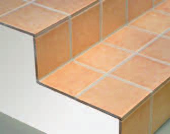 Perfiles para azulejos Perfiles para bordes y perfiles del sistema para escaleras Los revestimientos de escaleras y sus bordes están sometidos a cargas físicas más grandes