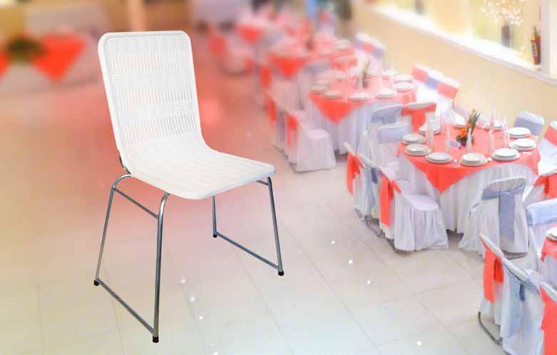 como exteriores. Ideal para ser usados como sillas de eventos para agencias de festejos y otros. Polietileno de inyección.