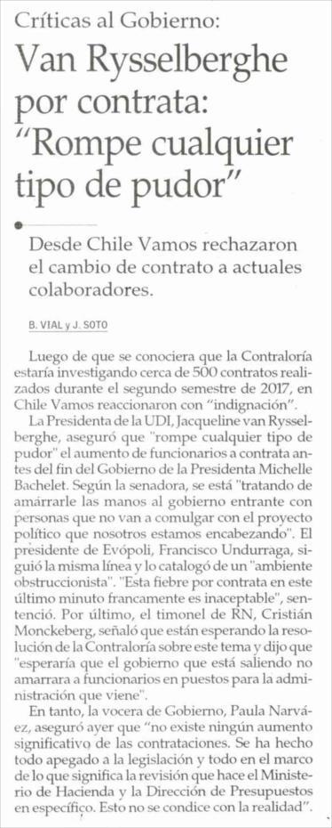 Fecha: 06-03-2018 Fuente: El Mercurio (Stgo - Chile) 2 8 Van