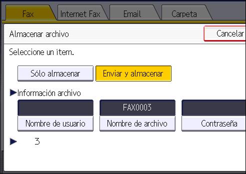 4. Fax 4. Defina el nombre de usuario, el nombre de archivo y la contraseña según sea necesario. Nombre de usuario Pulse [Nombre de usuario] y, a continuación, seleccione un nombre de usuario.
