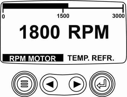 3. Una vez que se ha encendido el motor, aparece el parámetro único del motor y se muestran las rpm.