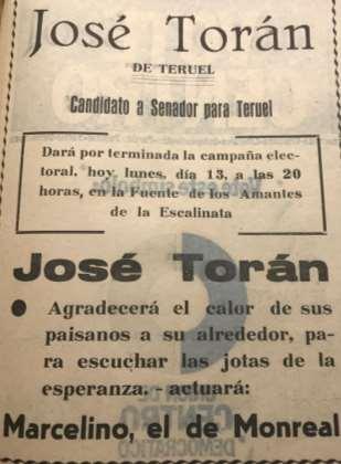 Así recordaba sus años infantiles cuando, cercano a los sesenta años, se presentó al senado por Teruel en las primeras elecciones de la democracia en 1977: Cuando la vida alcanza su razón el hombre