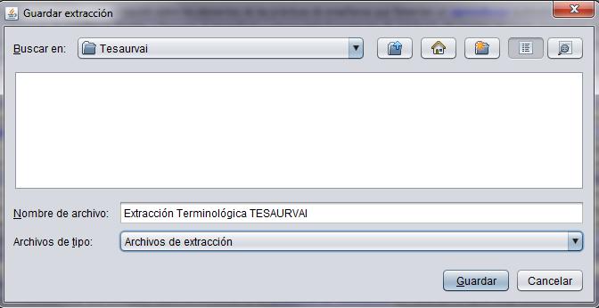 1 Guardar extracciones terminológicas Tesaurvai permite guardar la extracción terminológica que se ha