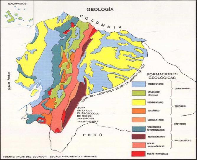 Figura 2.- Formaciones geológicas del Ecuador Fuente: ATLAS DEL ECUADOR 4.