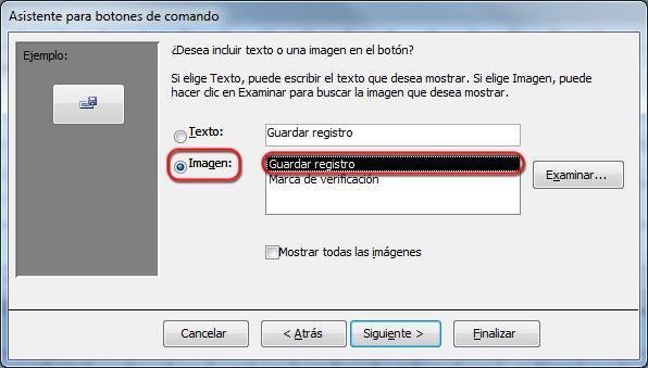 Selecciona la opción Imagen y escoge la llamada Guardar registro. Pulsa Finalizar.
