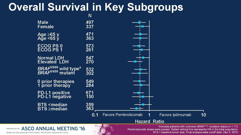 Overall Survival in Key Subgroups Presented