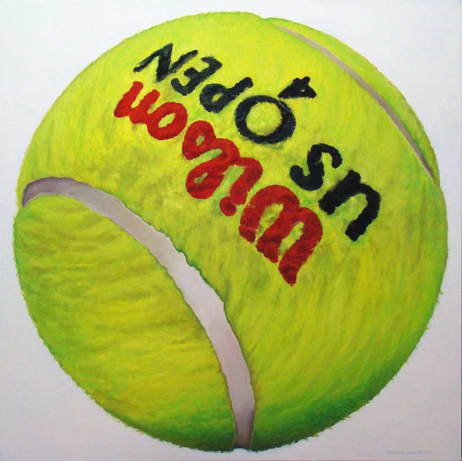 Tennisball, 2010, óleo sobre lino, 130 x 130 cm.