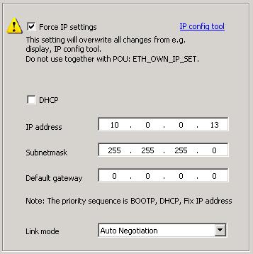 3.- En la pestaña IP Settings, es posible asignar una dirección IP al PLC o definir que el PLC obtenga la dirección IP mediante un servidor de dirección IP (servidor DHCP): 4.