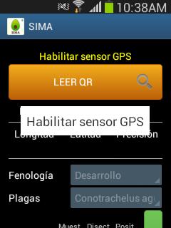 Para trabajar con el sistema de captura SIMA, es necesario tener encendido el GPS.