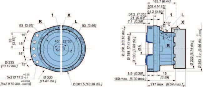 OCLAIN HYRAULICS Motores hidráulicos modulares MS8 - MSE8 HIROBASE Y ISTRIBUCIÓN C S M S 8 1 4 4 5 6 M S E 8 imensiones de la distribución de 1 cildrada 4.4 kg [76 lb] 51.8 kg [114 lb].5 L [ cu.] 1.