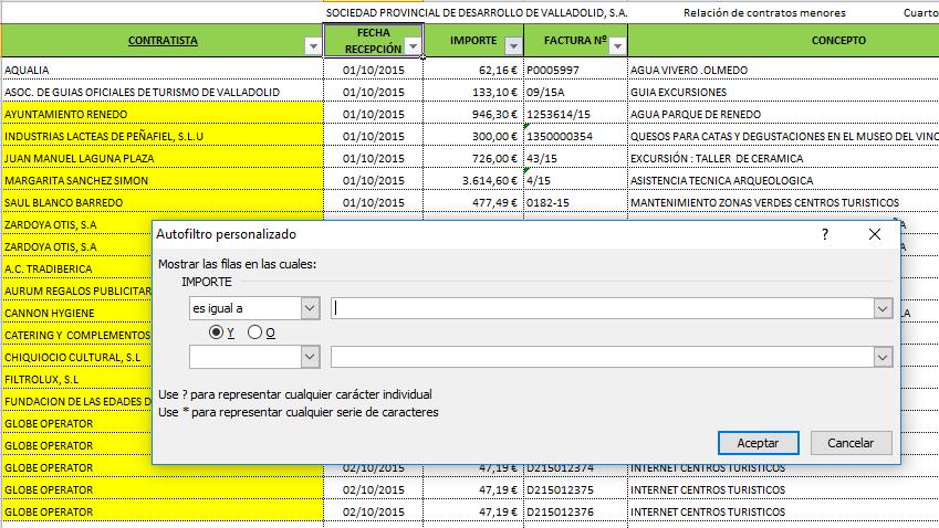 2.4. Filtros Simples y Avanzados en Excel Filtros seleccionando valores. Filtros por colores. Filtros por Texto : Es igual a / No es Igual a.