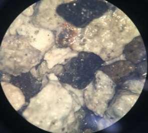 Las descripciones se realizaron a través de un microscopio binocular Nikon SMZ-2T (imagen 1), donde se reportó textura, color, minerales primarios y secundarios, de cada una de las muestra, como se