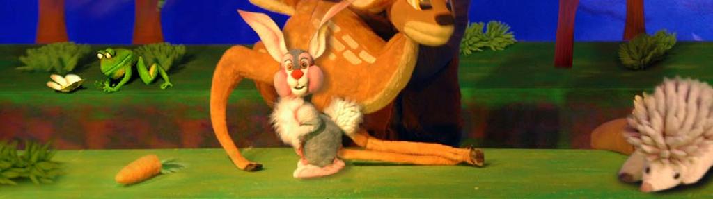 Un conill eixerit i inquiet, en Pom-Pom, ajudarà Bambi a sobreviure al bosc mentre intenta retrobar els seus pares.