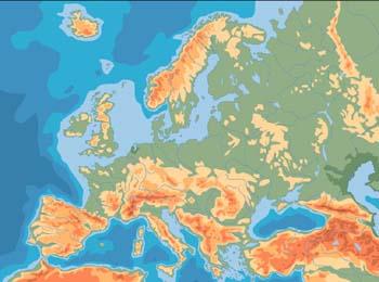 MAPA COROCROMÁTICO Mapa físico de Europa en el que se representa con un color diferente aquellas superficies que están a distinta altura.