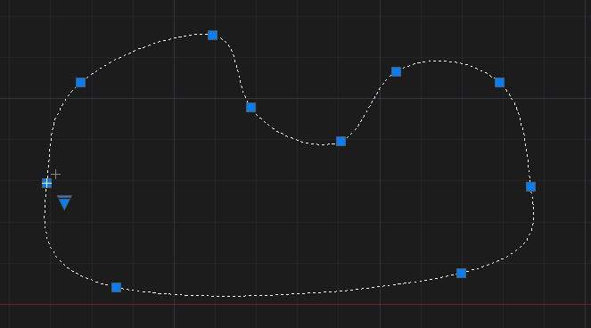 En el ejemplo, a la curva se le ha aplicado la opción Close. Si la estamos dibujando y aplicamos Undo, se deshará el último punto definido en la Spline.