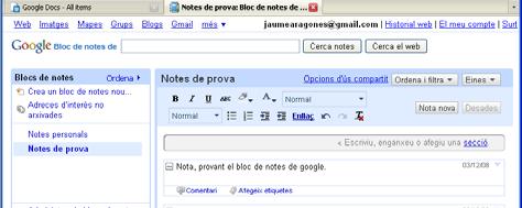 Google Bloc de notas http://www.google.com/notebook Permite recopilar información ió mientras navegas por Internet.