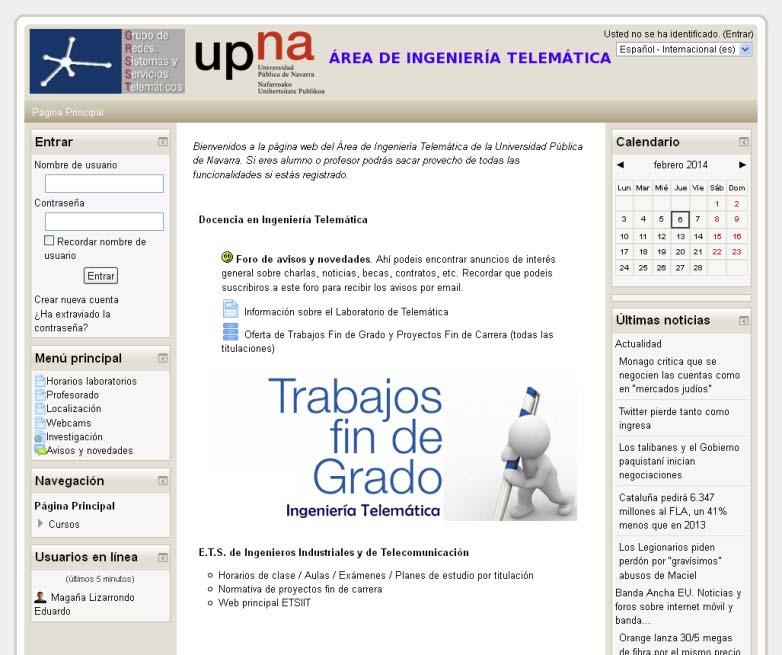 Área de Ingeniería Telemática Presentación de la asignatura 12 Web de la asignatura Web de la asignatura: https://www.tlm.unavarra.es/course/view.php?