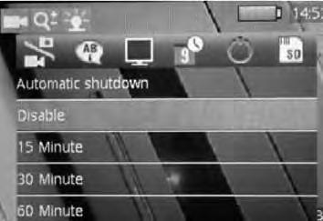Configurar la desconexión automática menú Automatic shutdown aparezca. Formatear la tarjeta SD 1. Compruebe si hay una tarjeta SD en la ranura para tarjeta SD (23).