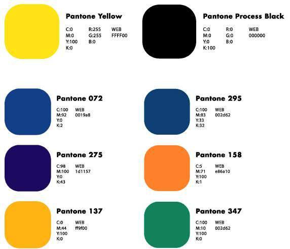 En adición a los dos colores primarios se sugiere seleccionar los colores indicados en la paleta secundaria, la cual se extiende