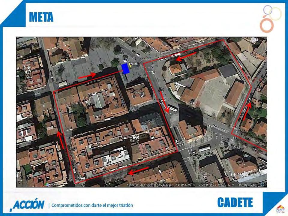 La recta de meta estará ubicada en Plaça Francesc Layret, y se accedera a ella tal y como se muestra en la siguiente imagen. 6.5. CIRCUITOS GRUPOS DE EDAD DISTANCIA SPRINT 6.5.1.