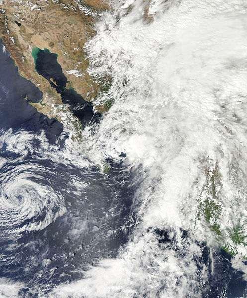 Figura 2. Imagen de satélite con la depresión tropical Norman.