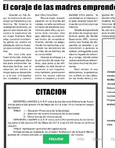 Columnas Columna de opinión Día de la Madre. Subgerenta Zona Centro Sur, Carolina Fuentealba Carta Abierta, Concepción http://www.