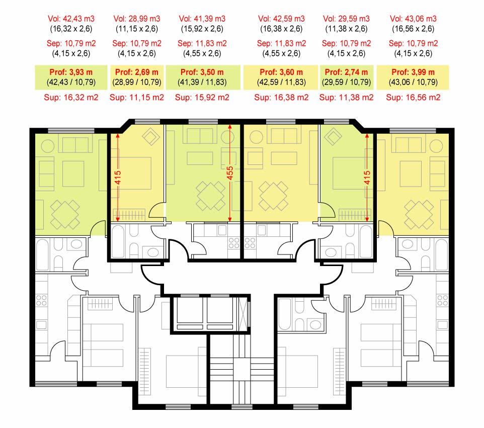 3. Particiones interiores verticales. 3.1. Separadoras entre viviendas en plantas intermedias.