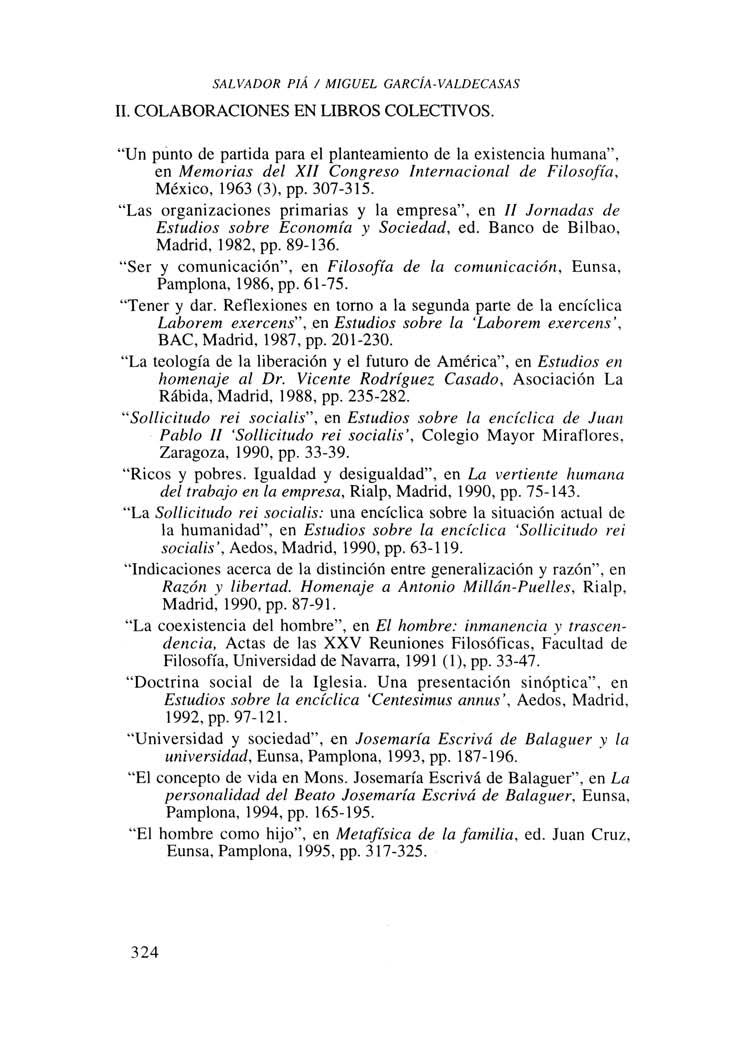 SALVADOR PIÁ / MIGUEL GARCÍA-VALDECASAS II. COLABORACIONES EN LIBROS COLECTIVOS.