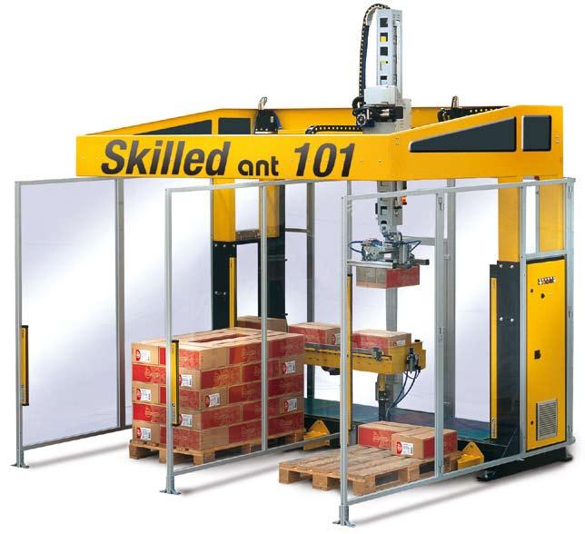 101 Thirty years experience in end-of-line automation has led EUROIMPIANTI to create the SKILLED ANT 101: a very simple palletising robot that requires no installation, has a modular construction and