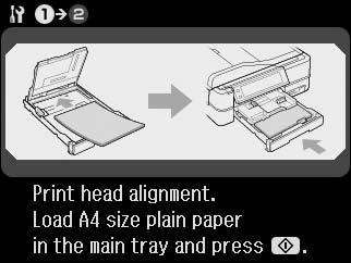 Aligning the Print Head A R & 20 B C Allineamento della testina di stampa Alineación del cabezal de impresión Alinhar a cabeça de impressão Load a A4-size plain paper.