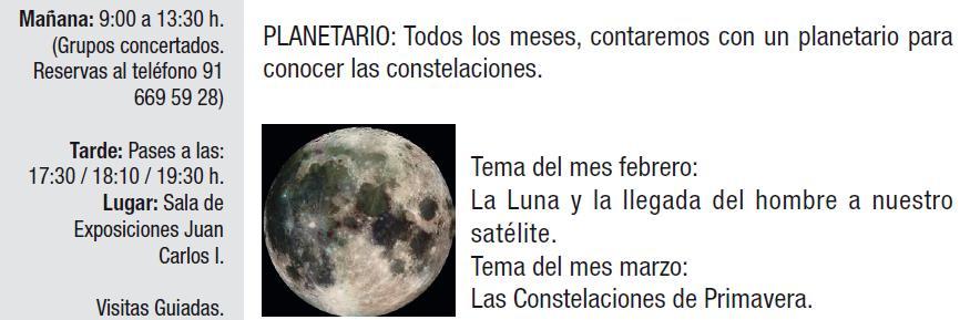Miércoles, 25 de febrero Astronomía: Planetario Tema:
