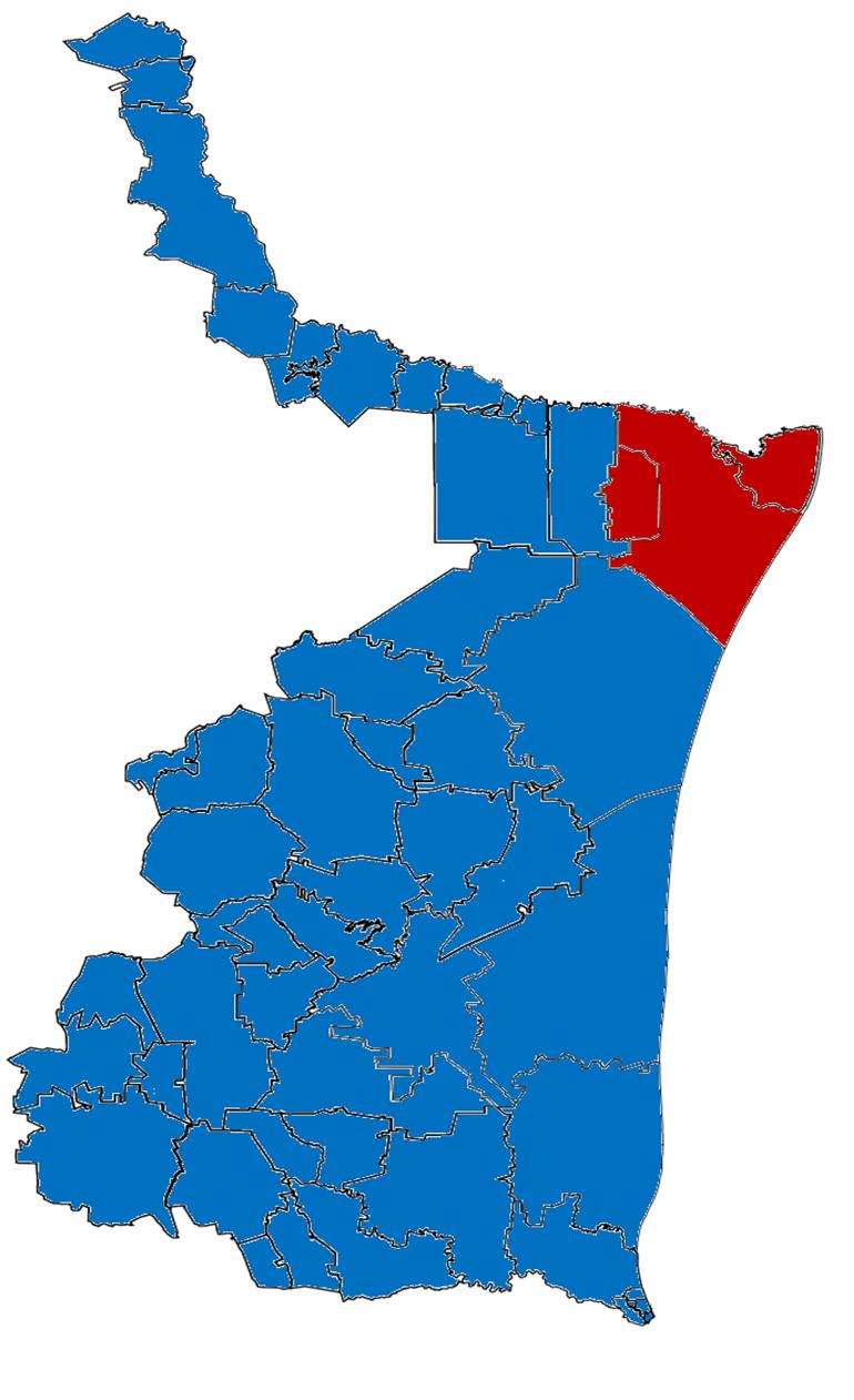 En las elecciones a gobernador, el se colocó como primera fuerza en 19 de los 22 distritos electorales, de los cuales 15 fueron ganados con márgenes mayores a los diez puntos porcentuales.